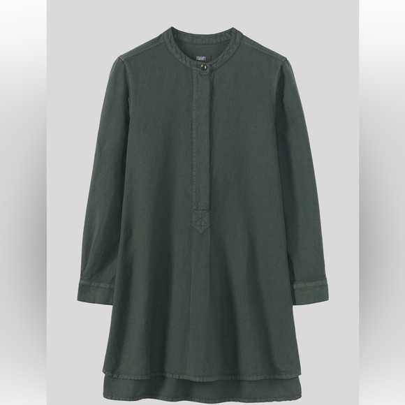 TOAST UK Elena Cotton Linen Tunic Shirt uk size 8/us 4 dark olive green khaki - Picture 1 of 10